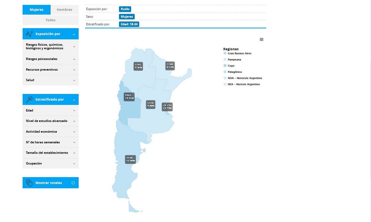 Pàgina de la representació de dades sobre el mapa d'Argentina