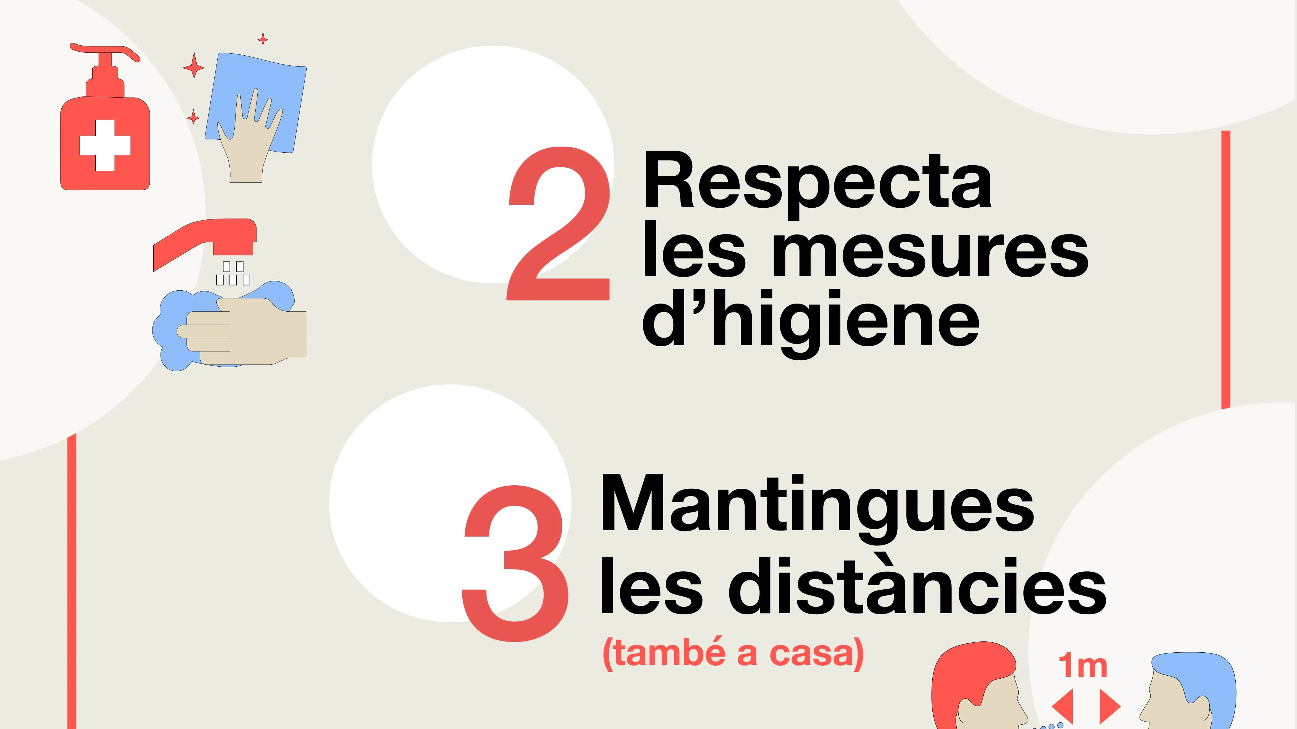 Queda't a casa, respecta les mesures d'higiene i mantingues les distàncies. Generalitat de Catalunya. Salut